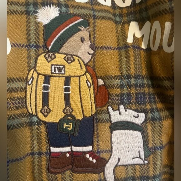Teenie Weenie lumberjack “that bear” plaid yellow colourway fall coat ladies S - Picture 6 of 10